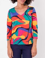 Printed 3/4 sleeve organic cotton T-shirt femme La Fiancée