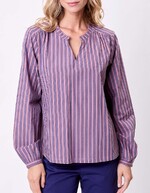 Striped organic cotton long-sleeve blouse femme La Fiancée
