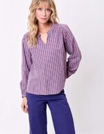 Striped organic cotton long-sleeve blouse femme La Fiancée