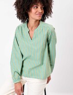 Striped organic cotton long-sleeve blouse femme La Fiancée