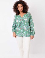 Loose cotton long-sleeve blouse femme La Fianc&eacute;e
