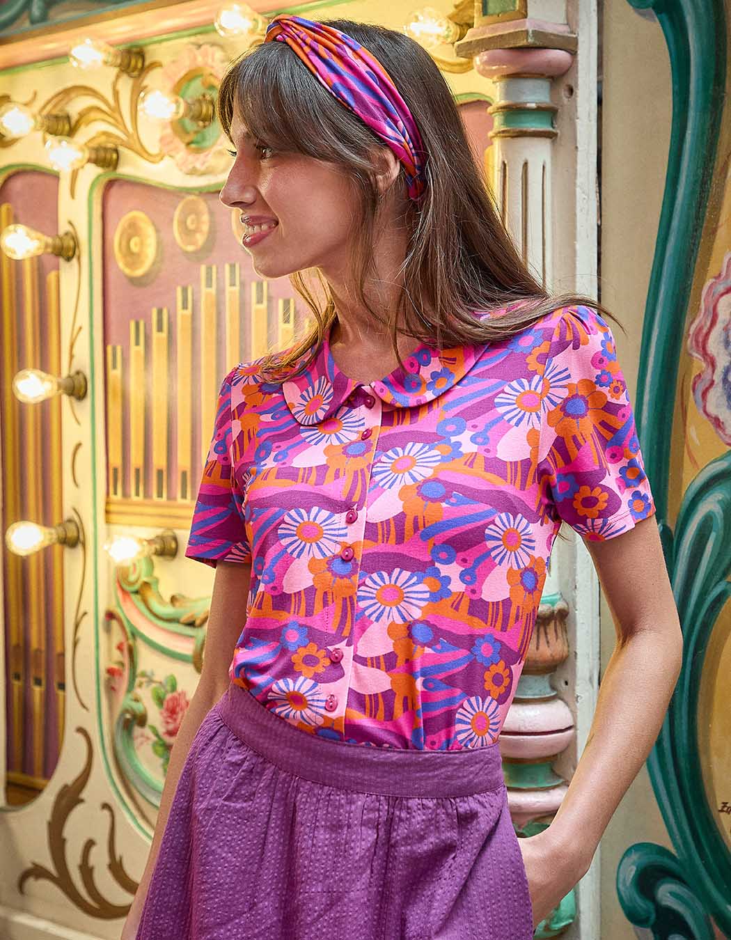 Short-sleeve knit blouse femme Princesse Nomade