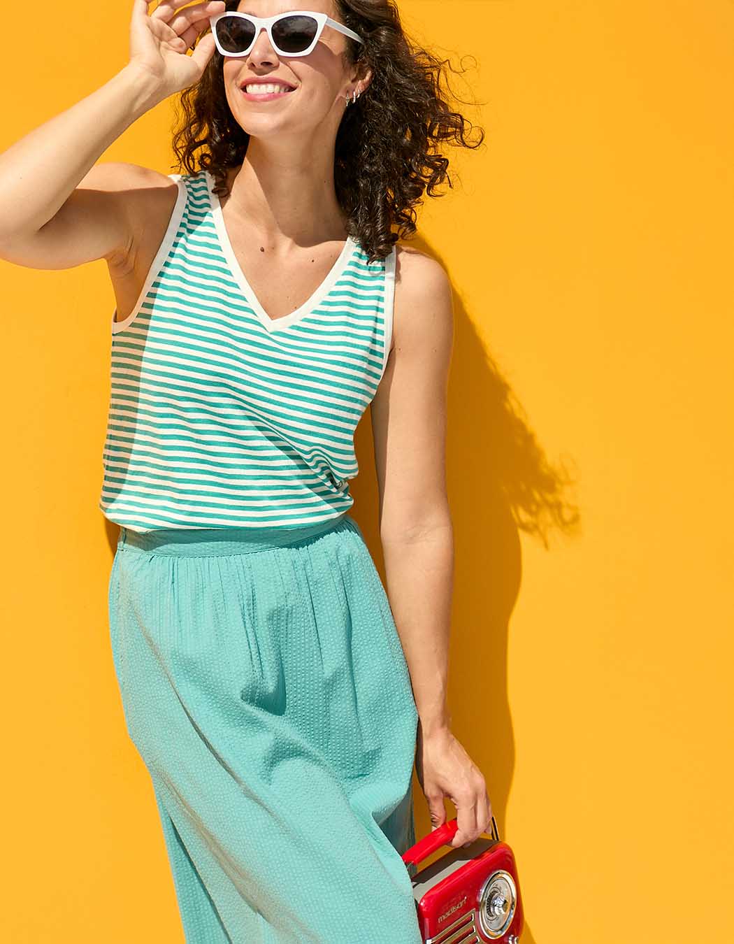 Organic cotton striped tank top femme Princesse Nomade