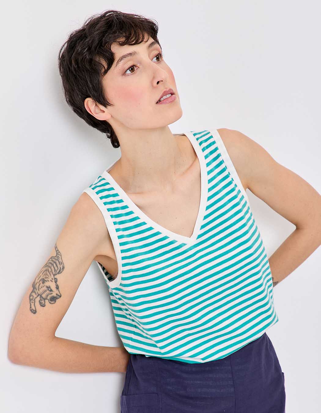Organic cotton striped tank top femme Princesse Nomade