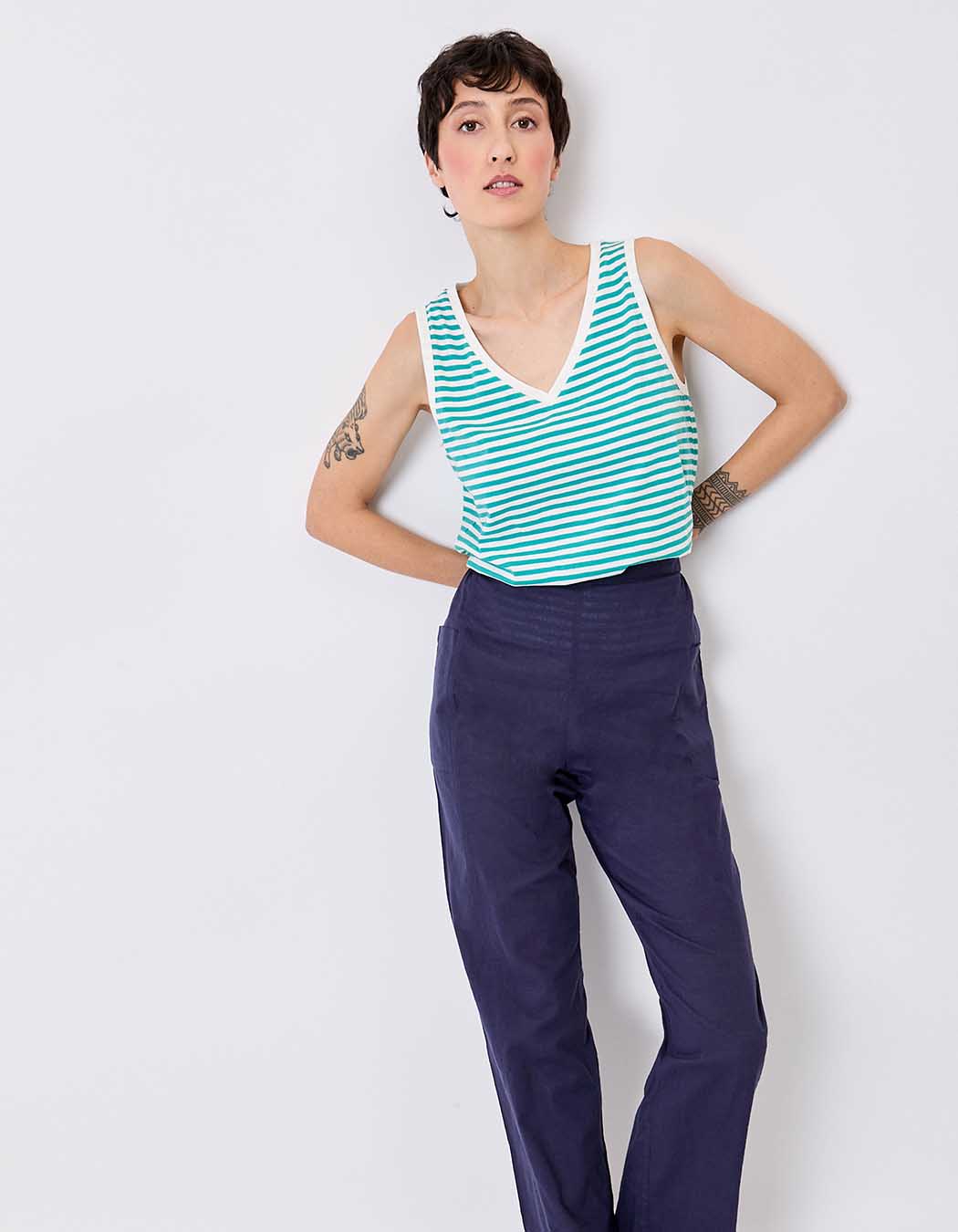 Organic cotton striped tank top femme Princesse Nomade