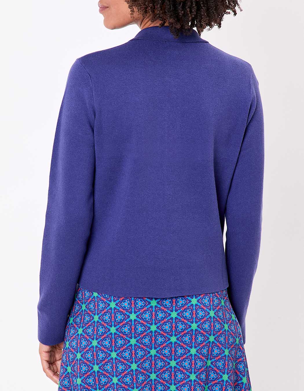Straight-cut cotton knit polo-collar cardigan femme Princesse Nomade