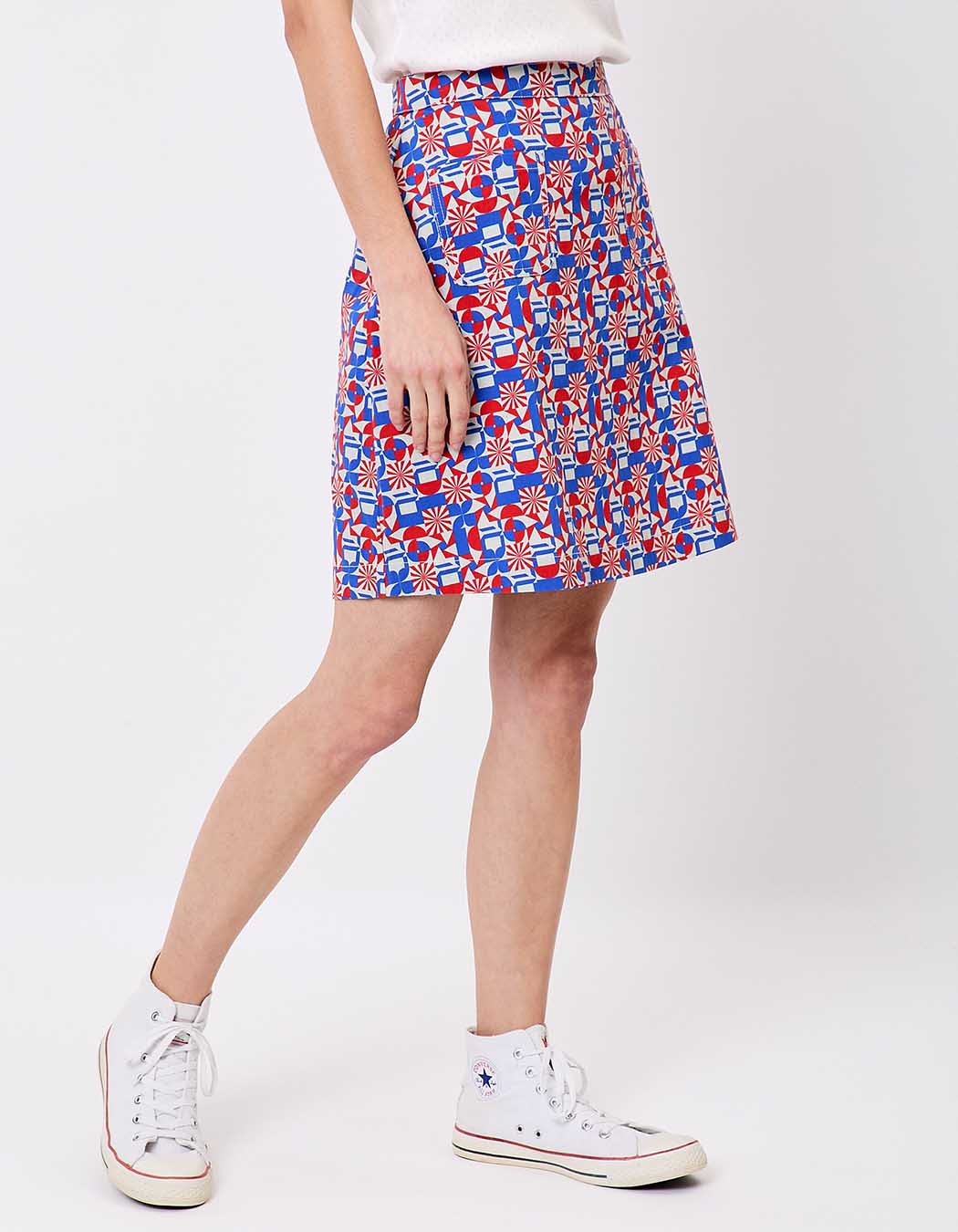 Short flared stretch cotton skirt femme Princesse Nomade