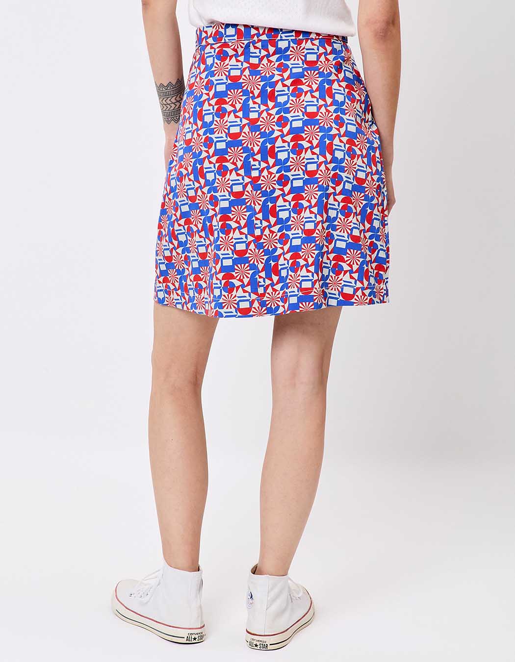 Short flared stretch cotton skirt femme Princesse Nomade
