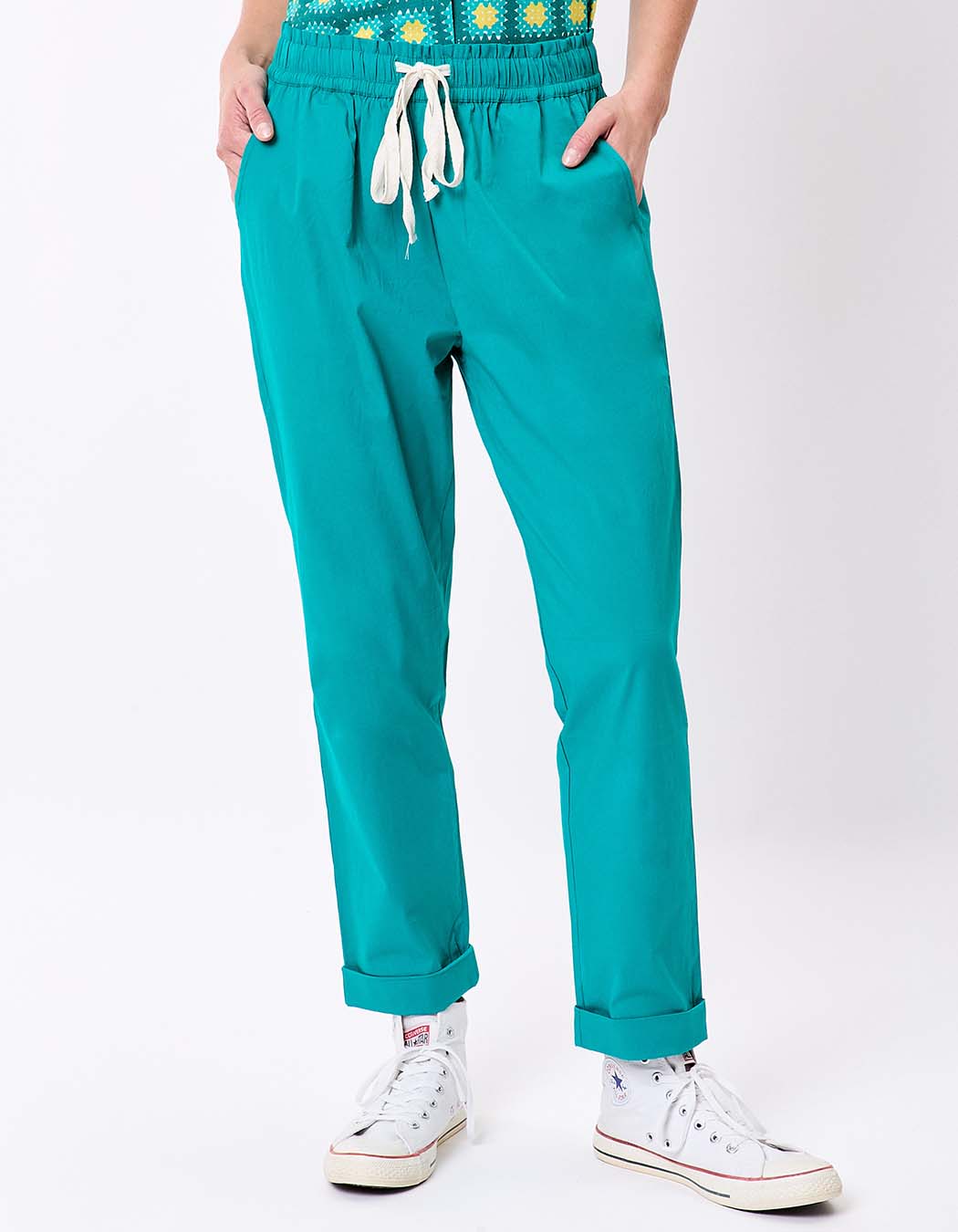 Elasticated stretch cotton chino trousers femme Princesse Nomade