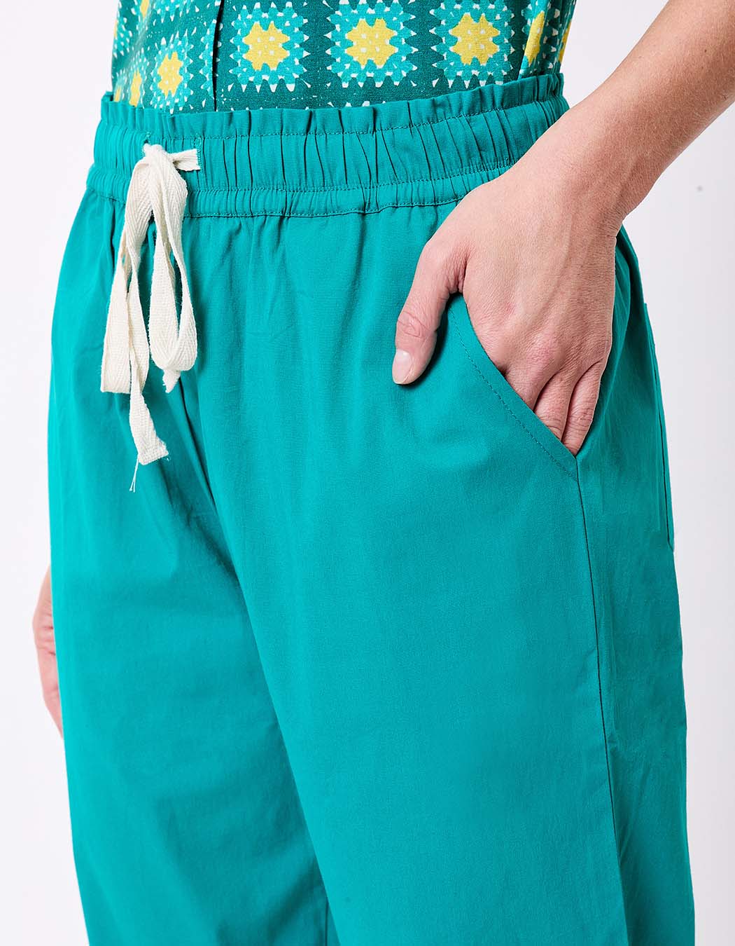 Elasticated stretch cotton chino trousers femme Princesse Nomade