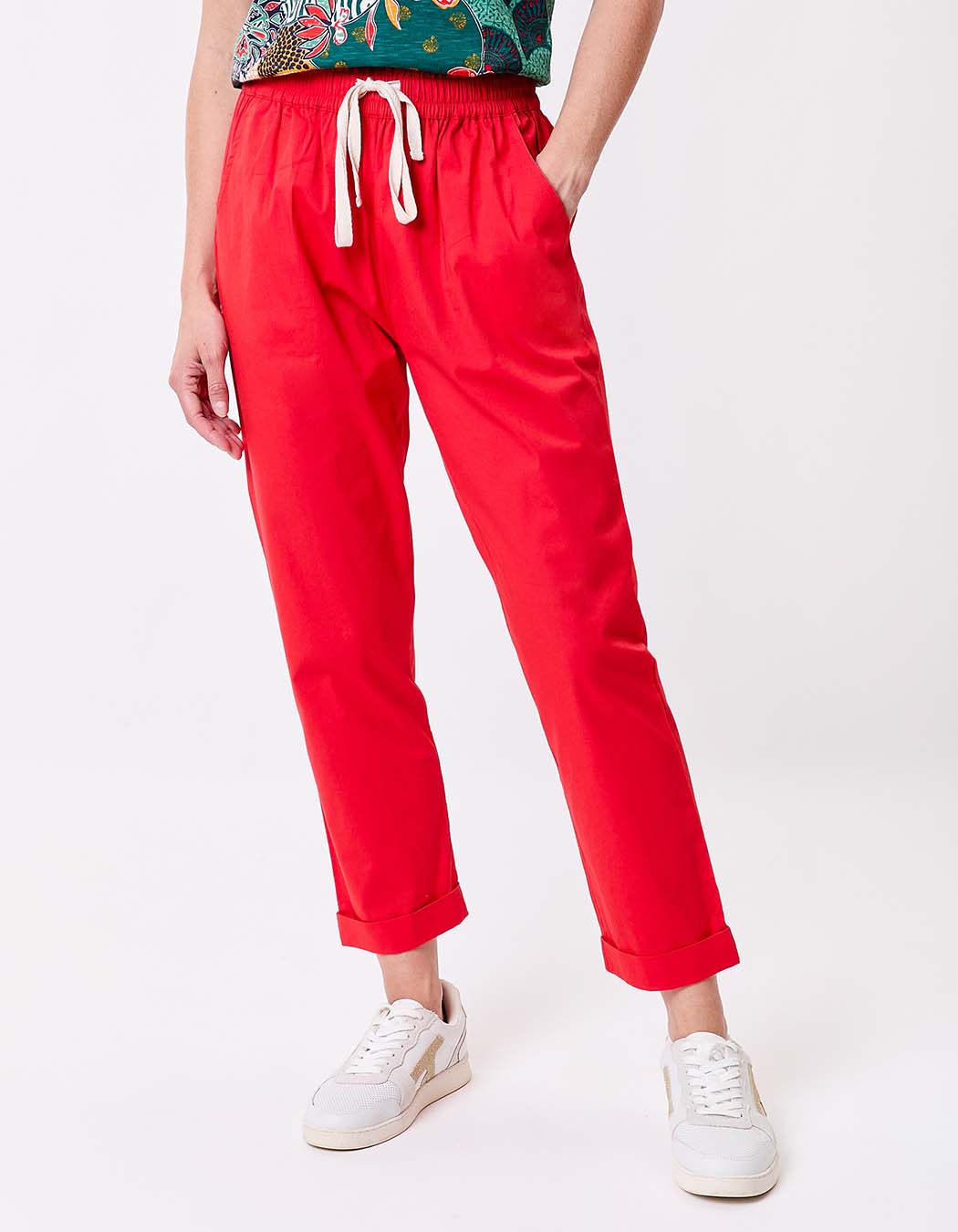 Elasticated stretch cotton chino trousers femme Princesse Nomade