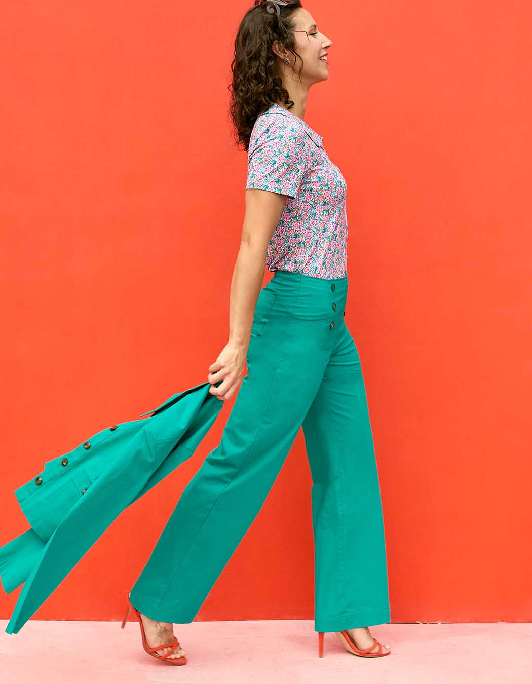 Wide sailor-style stretch cotton trousers femme Princesse Nomade