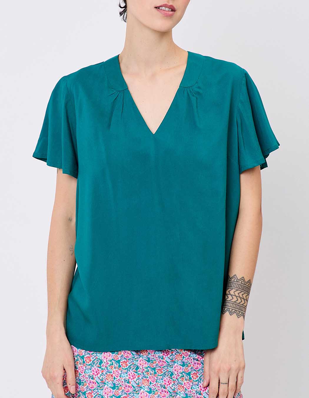 Loose flowy V-neck top femme Princesse Nomade