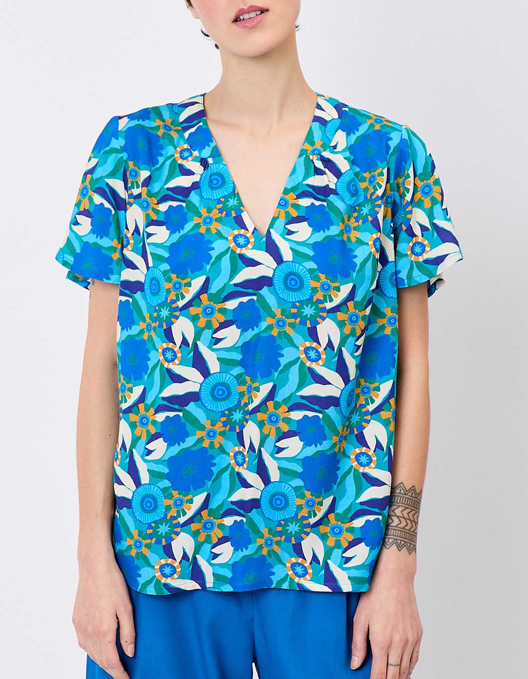 Loose flowy V-neck top femme Princesse Nomade