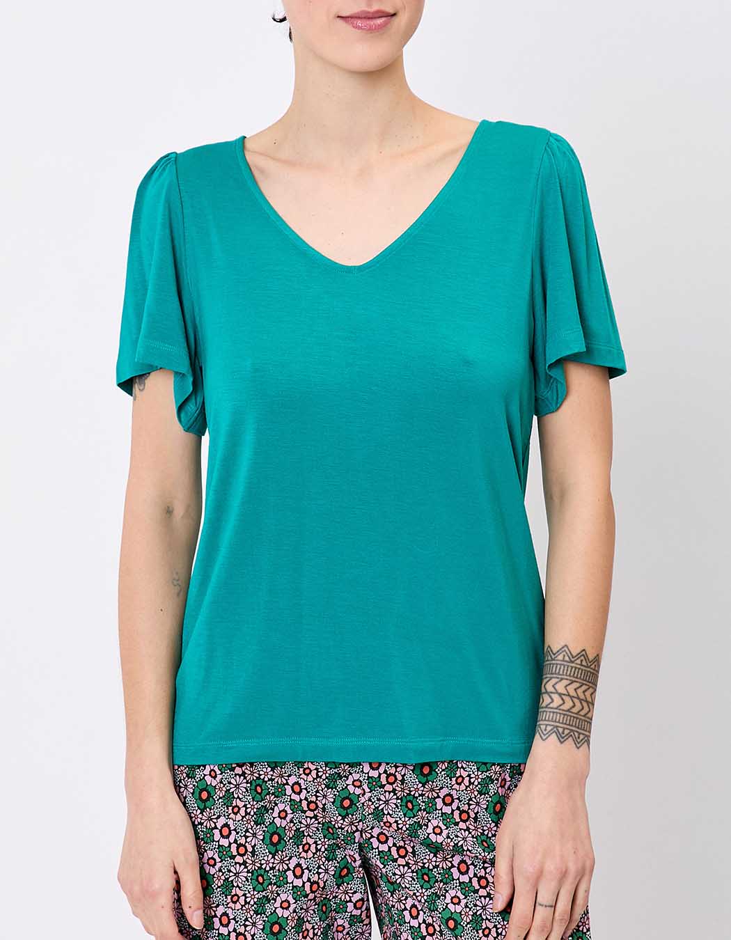 Flowy knit V-neck T-shirt femme Princesse Nomade