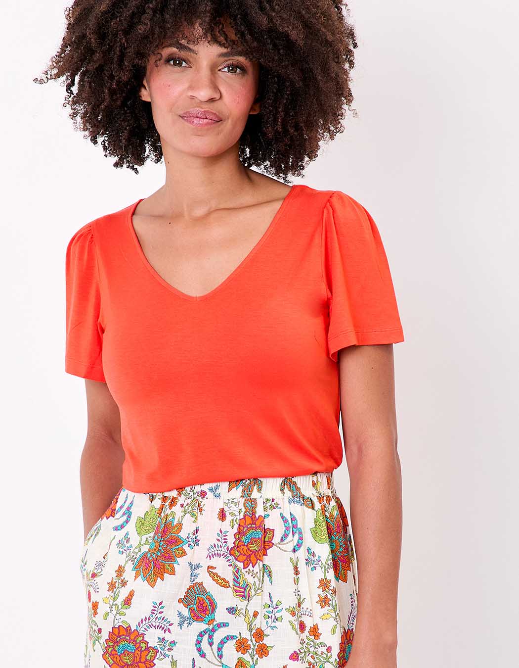 Flowy knit V-neck T-shirt femme Princesse Nomade