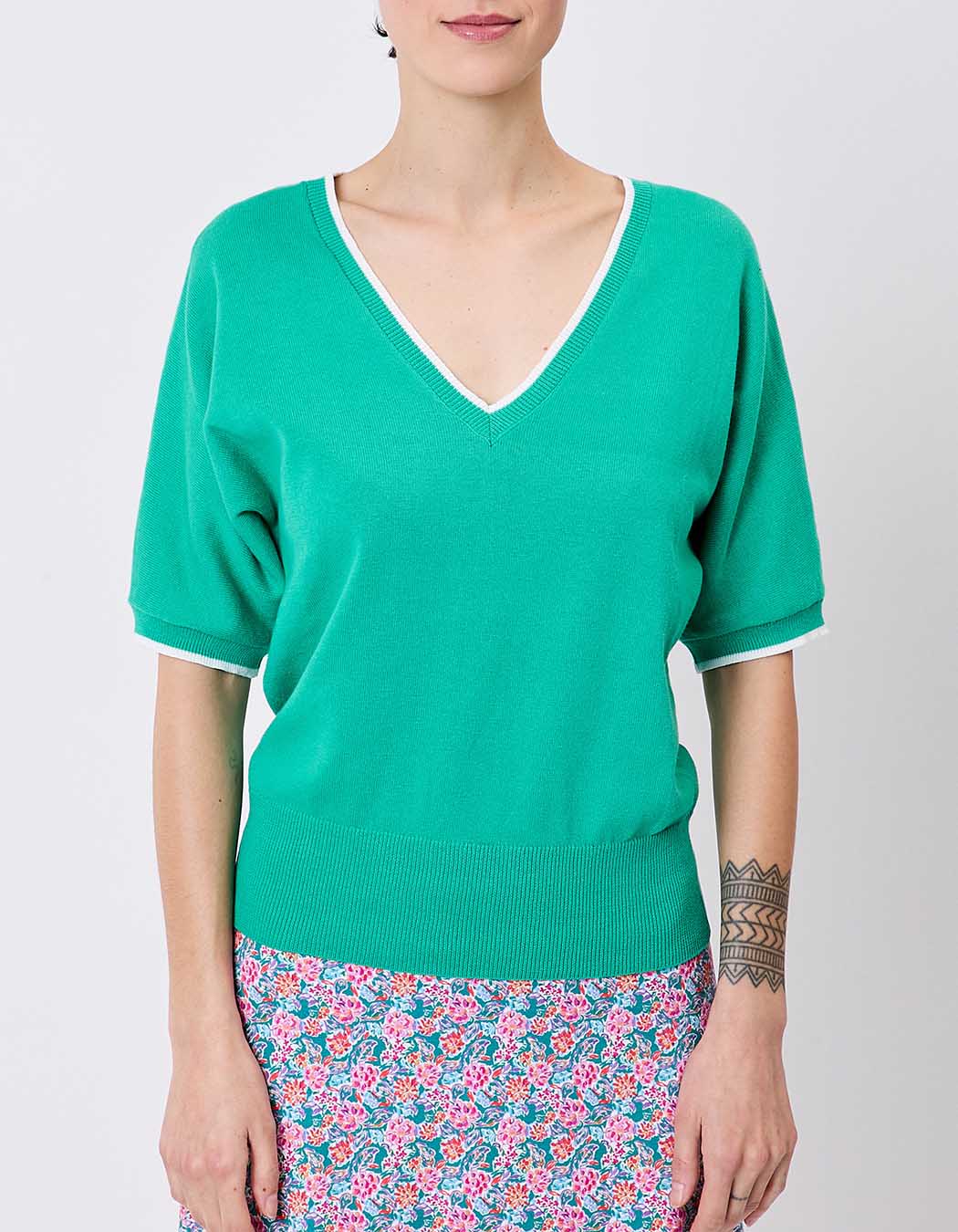 Cotton V-neck polo shirt femme Princesse Nomade