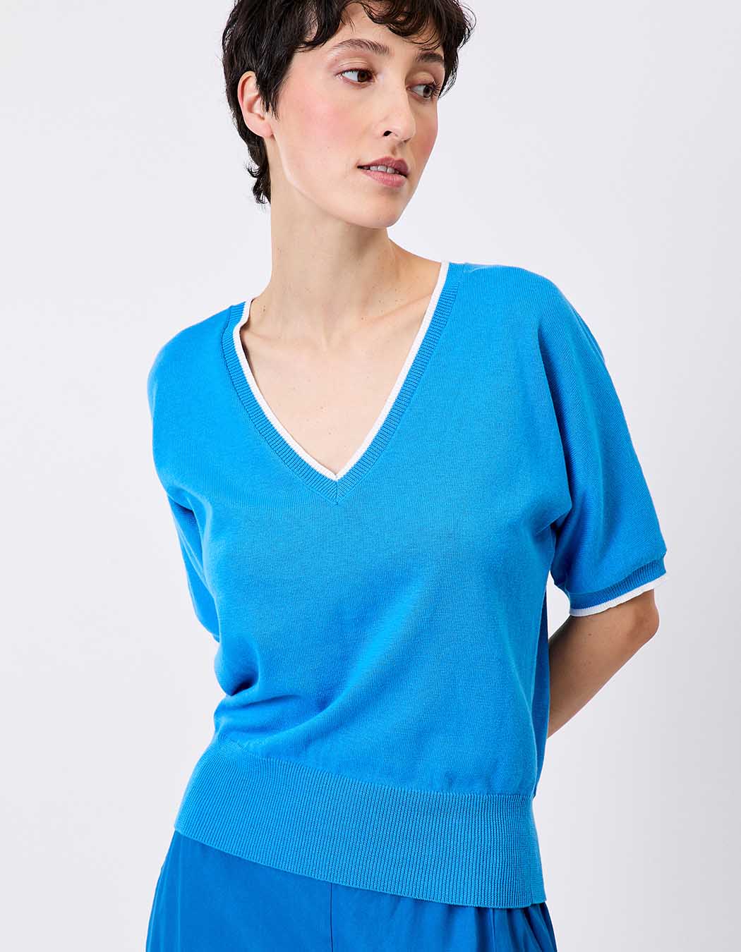 Lightweight plain cotton sweater femme Princesse Nomade