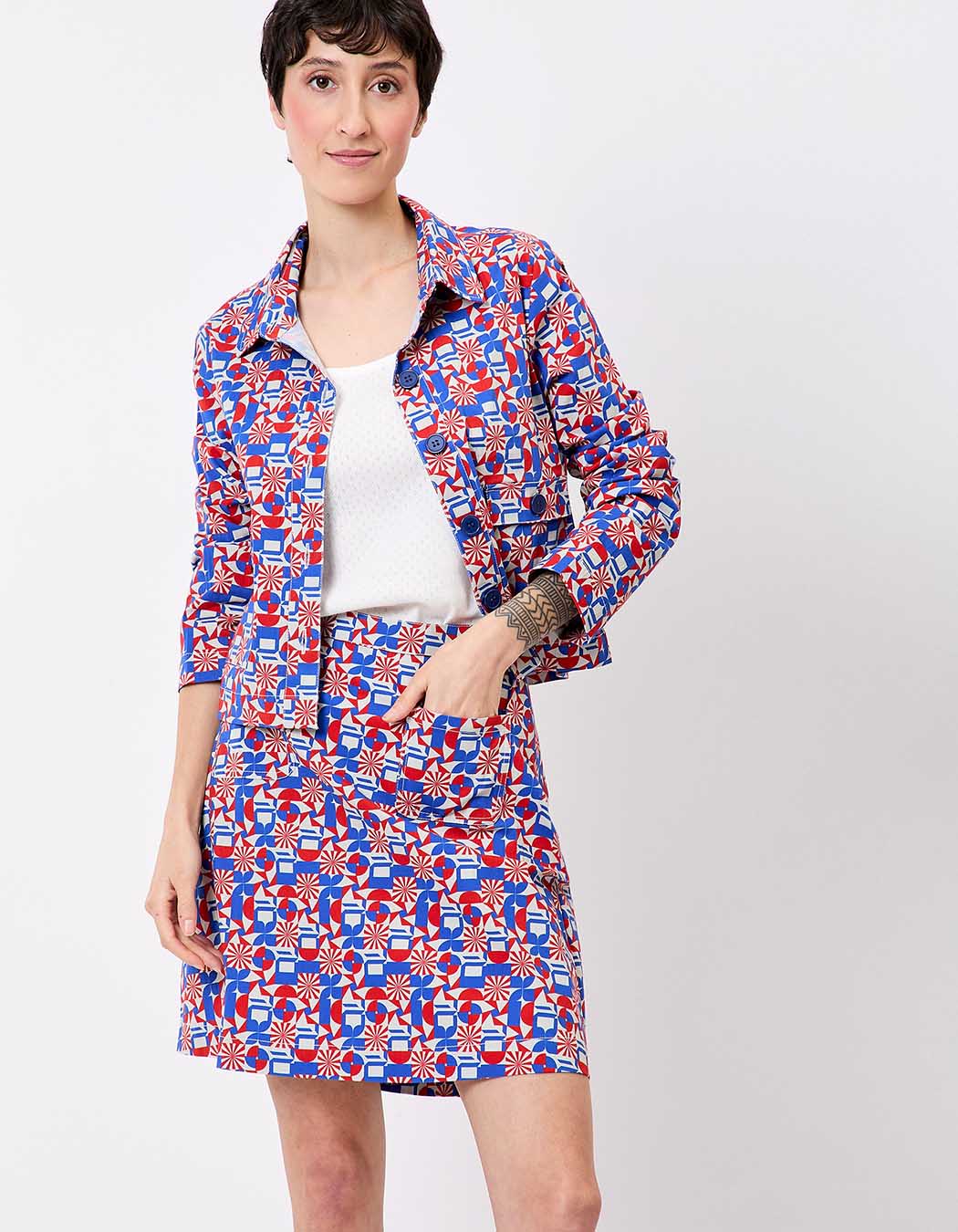 Short stretch cotton jacket femme Princesse Nomade