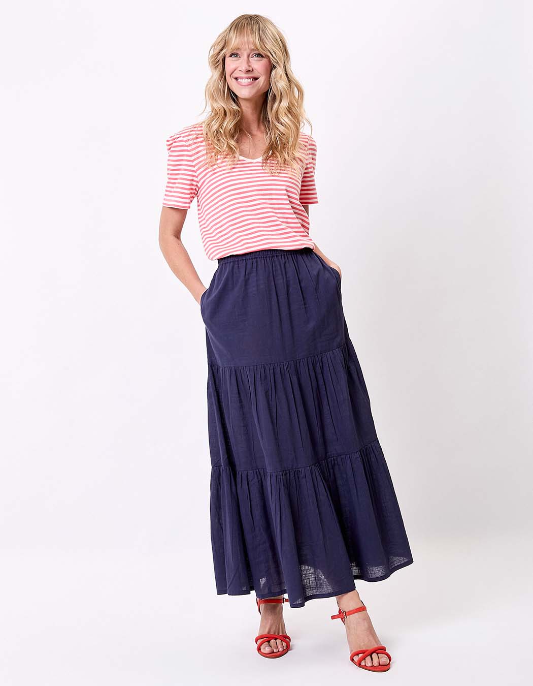 Long organic cotton skirt with ruffles femme La Fiancée