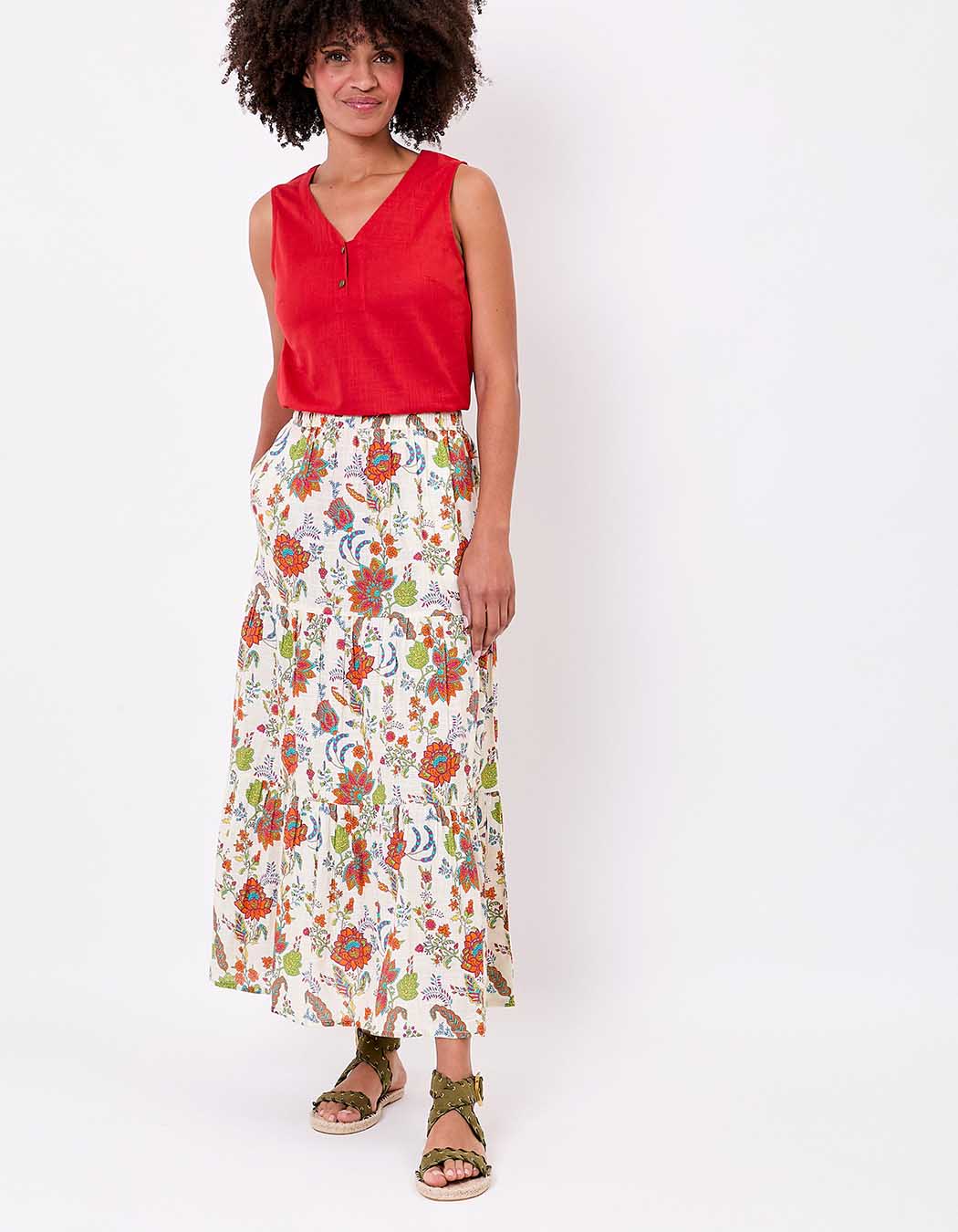 Long organic cotton skirt with ruffles femme La Fiancée