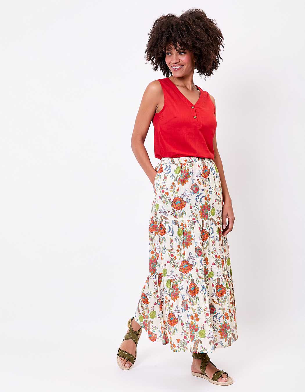 Long organic cotton skirt with ruffles femme La Fiancée
