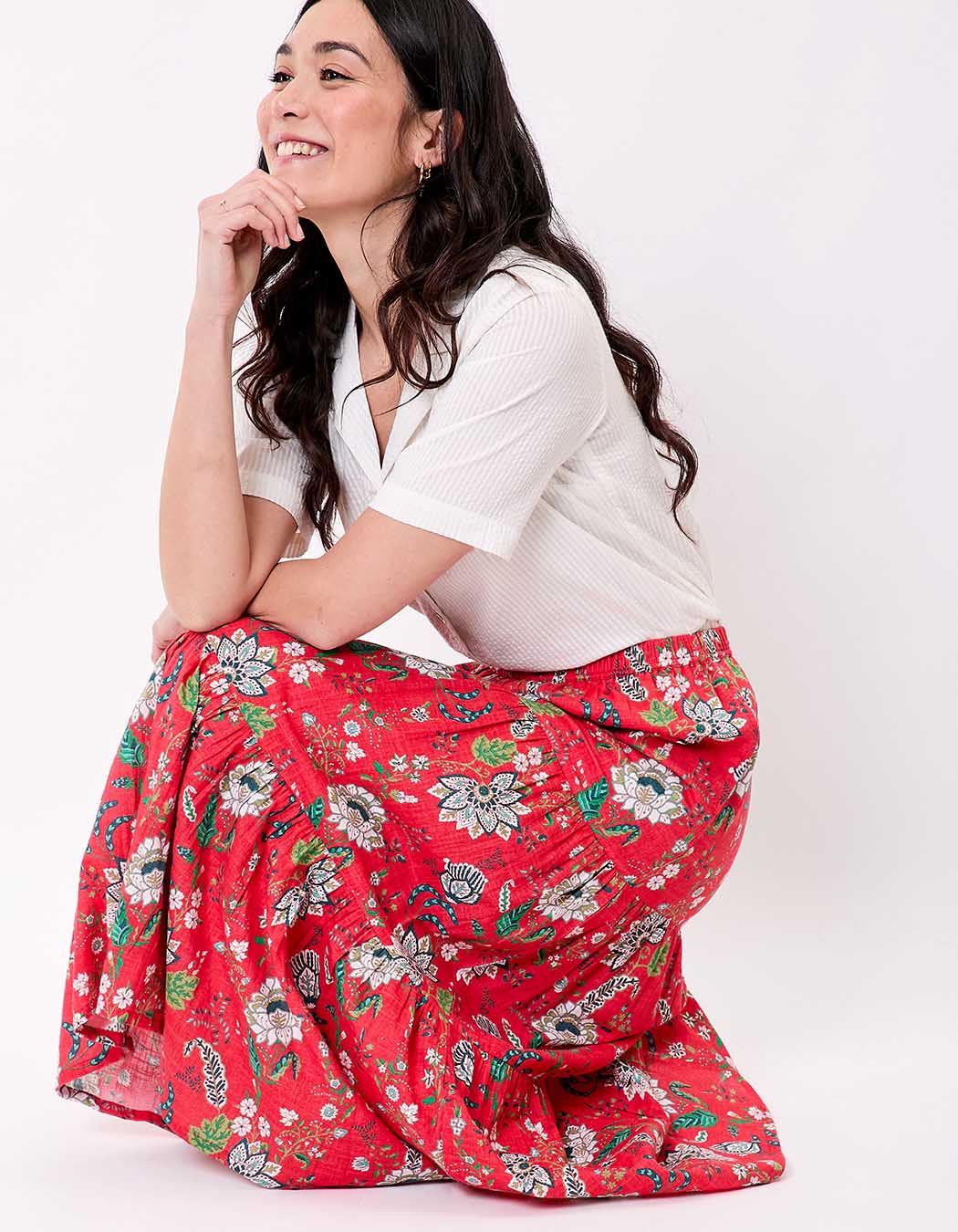 Long organic cotton skirt with ruffles femme La Fiancée