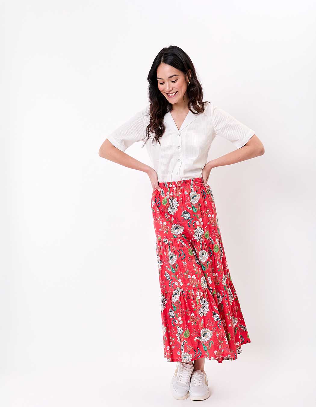 Long organic cotton skirt with ruffles femme La Fiancée