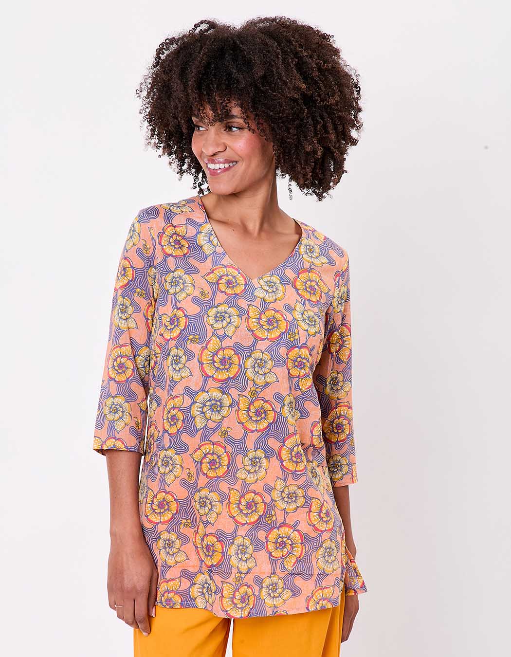 Printed organic cotton tunic femme La Fiancée