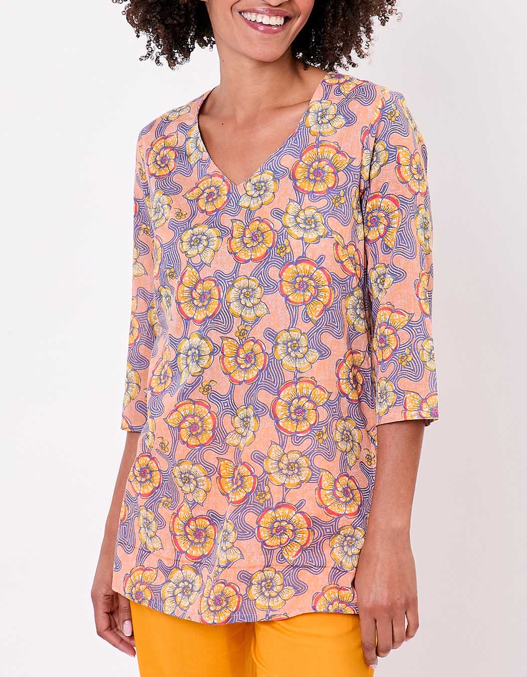 Printed organic cotton tunic femme La Fiancée