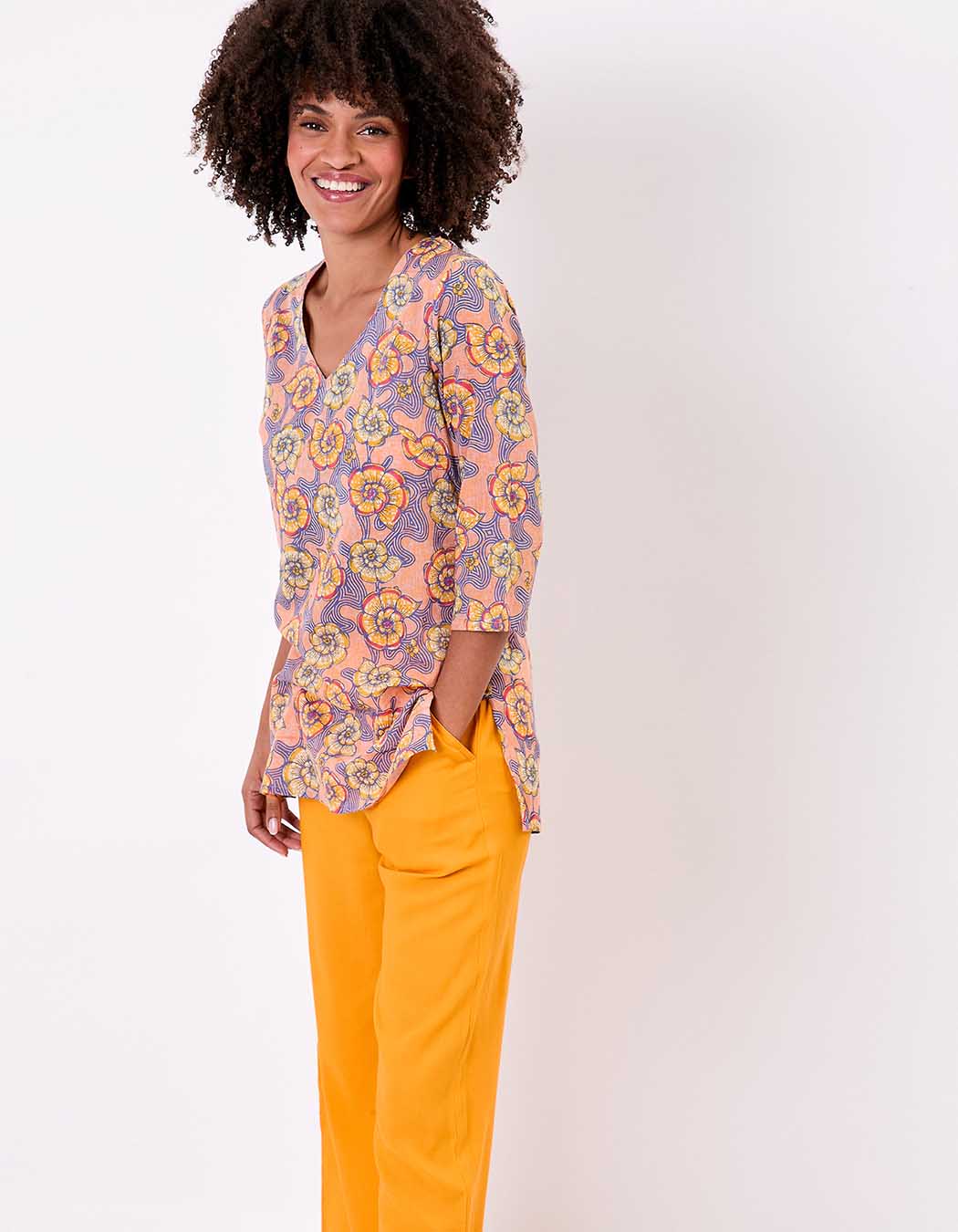 Printed organic cotton tunic femme La Fiancée