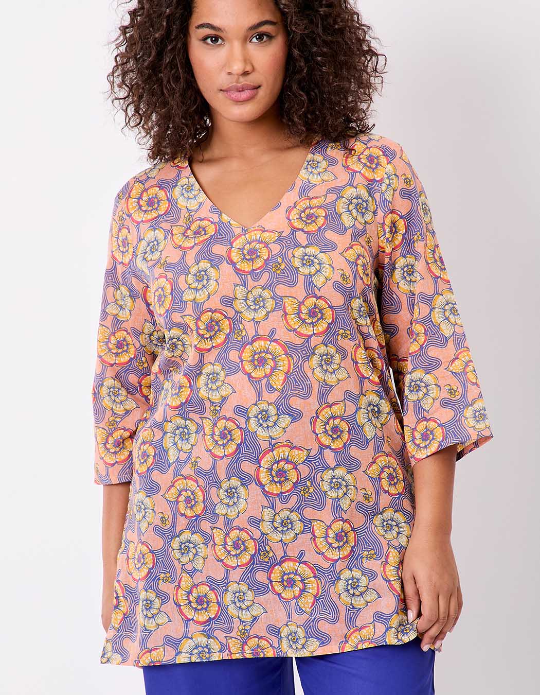 Printed organic cotton tunic femme La Fiancée
