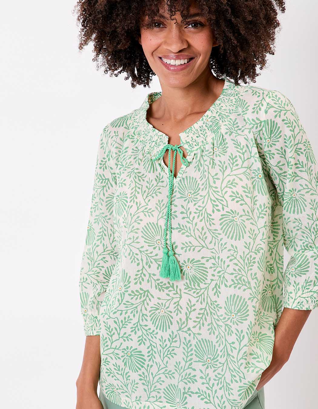 Loose printed organic cotton voile blouse femme La Fiancée
