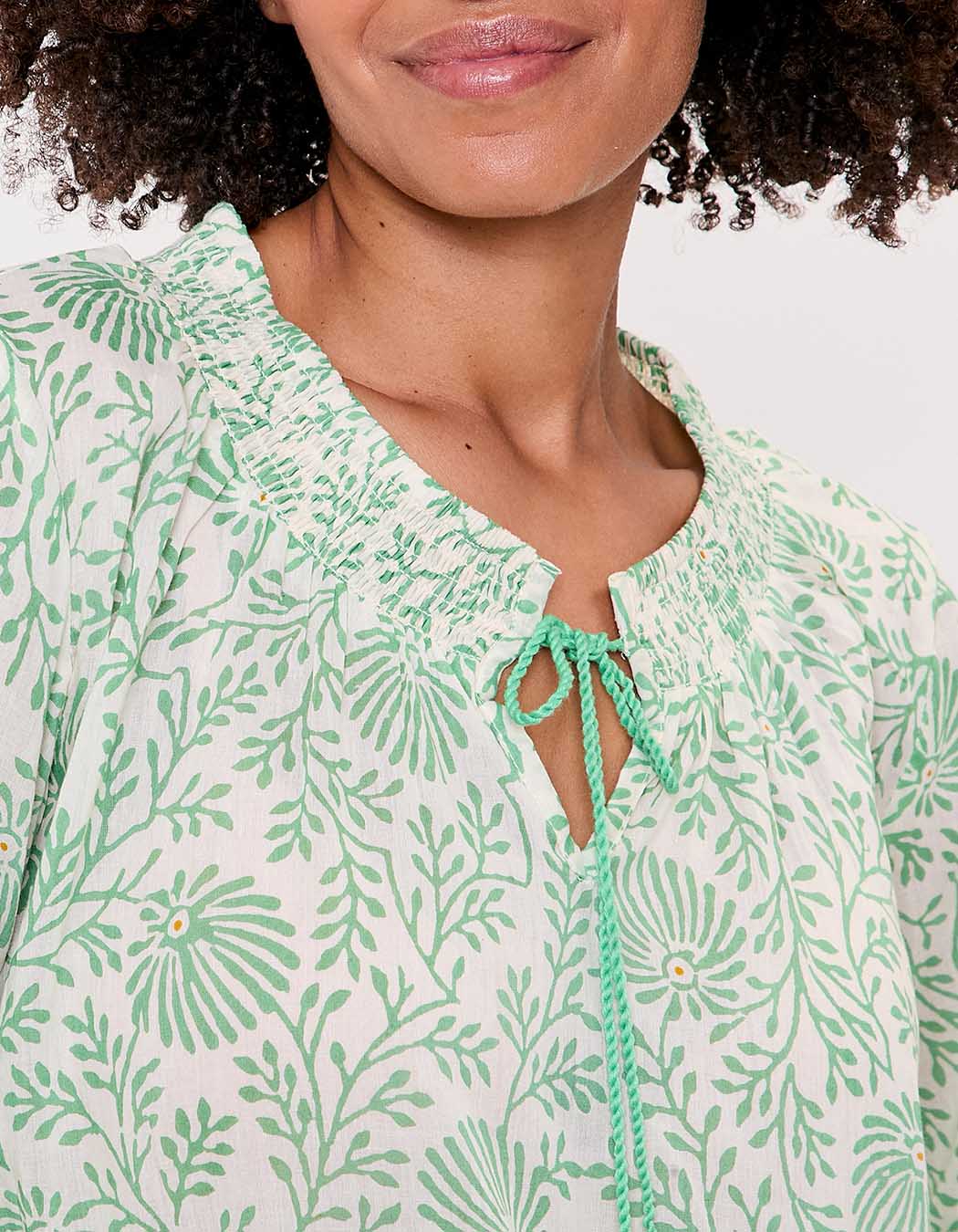 Loose printed organic cotton voile blouse femme La Fiancée