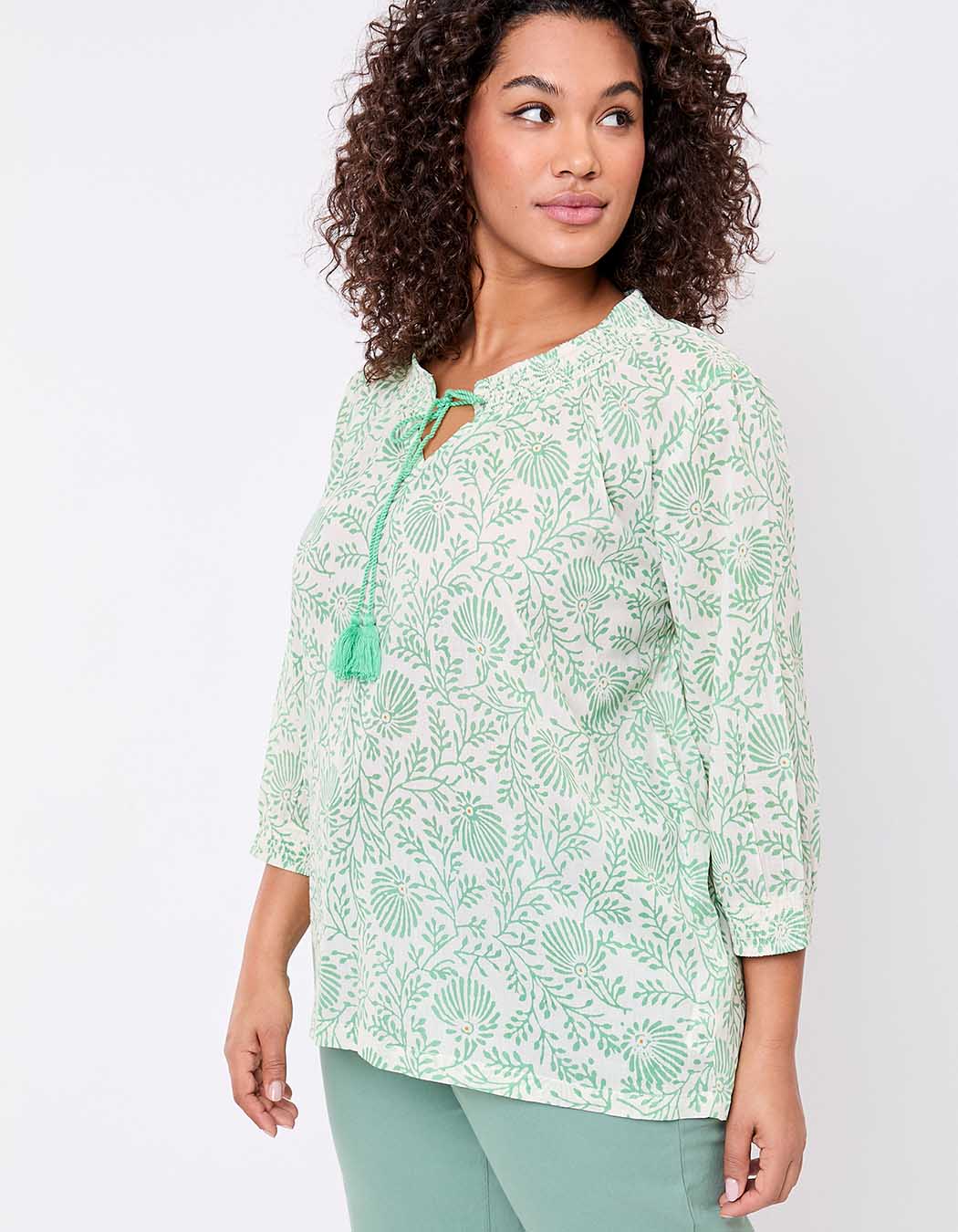 Loose printed organic cotton voile blouse femme La Fiancée