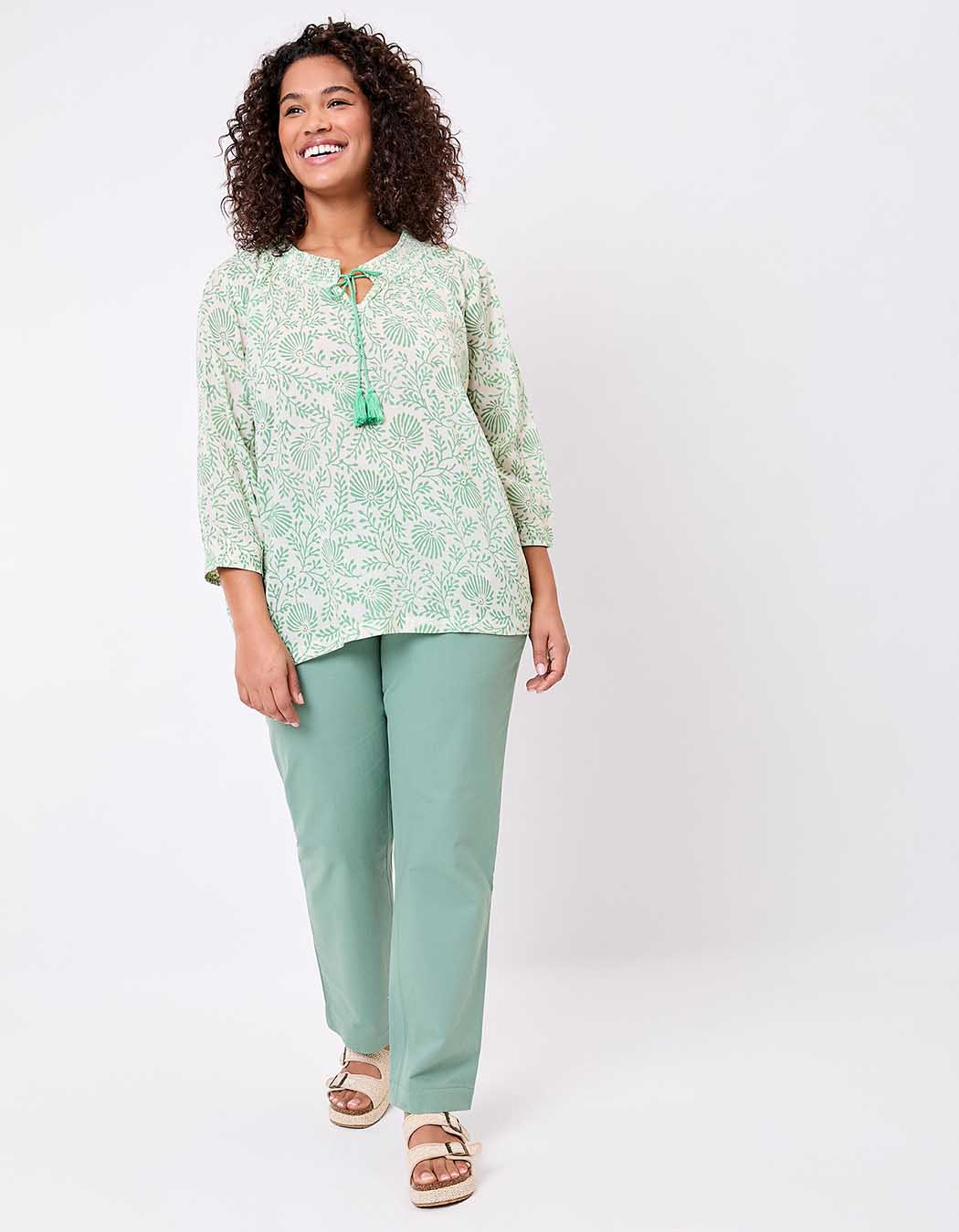 Loose printed organic cotton voile blouse femme La Fiancée