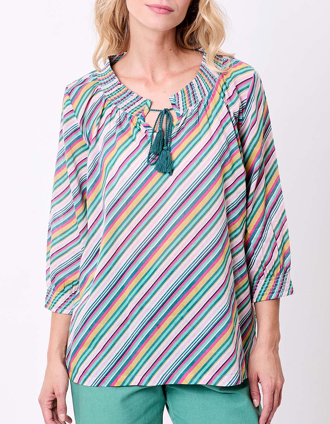 Loose printed organic cotton voile blouse femme La Fiancée