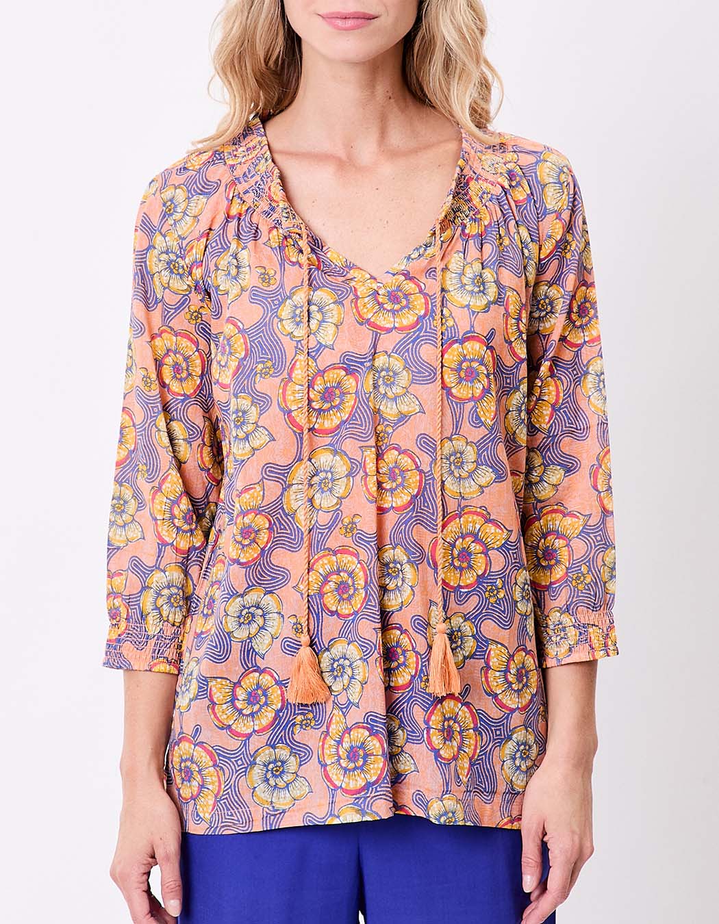 Loose printed organic cotton voile blouse femme La Fiancée