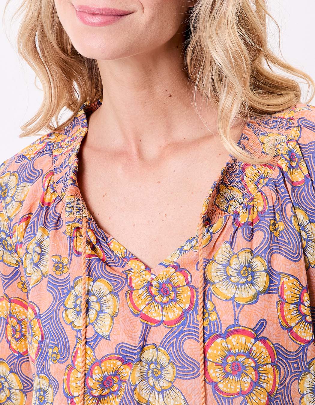 Loose printed organic cotton voile blouse femme La Fiancée