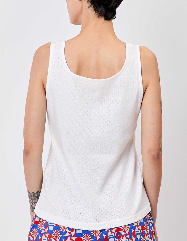 Organic cotton knit square-neck tank top femme Princesse Nomade