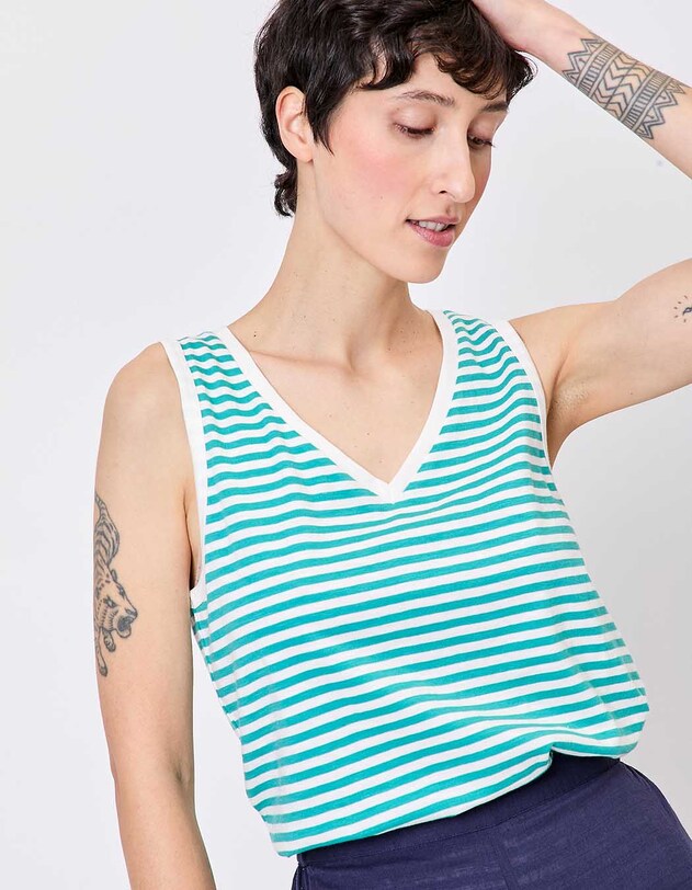 Organic cotton striped tank top femme Princesse Nomade