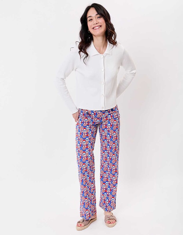 Straight-cut knit polo-collar cardigan femme Princesse Nomade