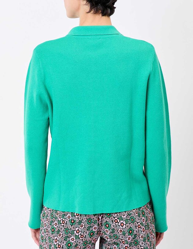 Straight-cut knit polo-collar cardigan femme Princesse Nomade