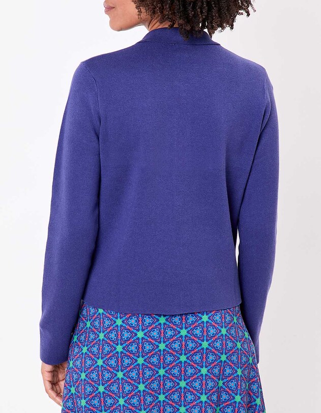 Straight-cut cotton knit polo-collar cardigan femme Princesse Nomade
