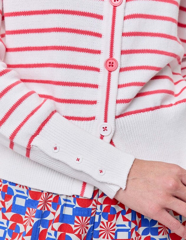 Striped cotton knit polo-collar cardigan femme Princesse Nomade