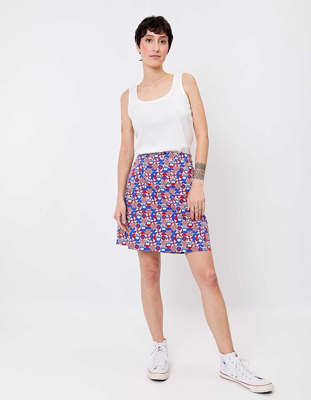 Short flared stretch cotton skirt femme Princesse Nomade