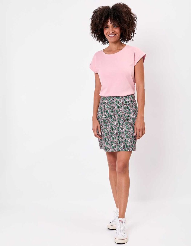 Short flared stretch cotton skirt femme Princesse Nomade