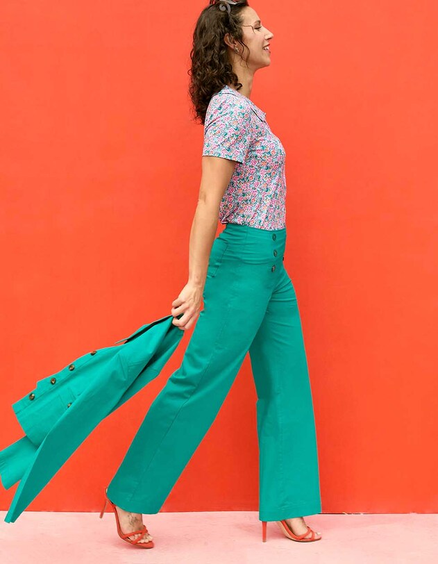Wide sailor-style stretch cotton trousers femme Princesse Nomade