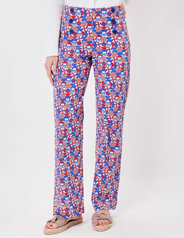 Wide sailor-style stretch cotton trousers femme Princesse Nomade