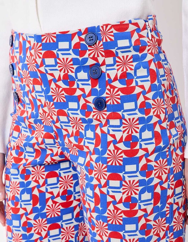 Wide sailor-style stretch cotton trousers femme Princesse Nomade